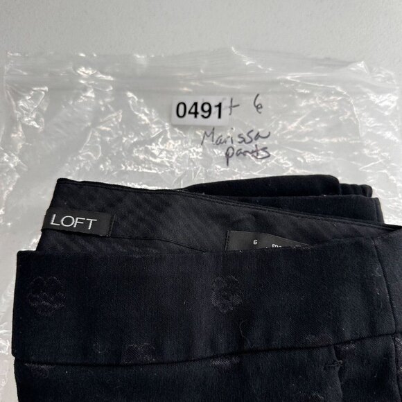 Loft Marisa Black Jacquard Ankle Pants Womens Size 6 Embroidered floral Office - Picture 12 of 12